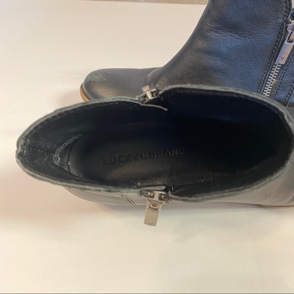 Lucky Brand Black Leather Basel Ankle Booties Sz 7 - Picture 9 of 9